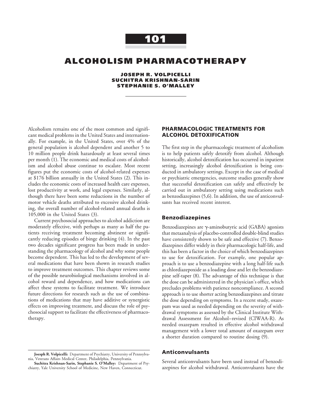 Alcoholism Pharmacotherapy