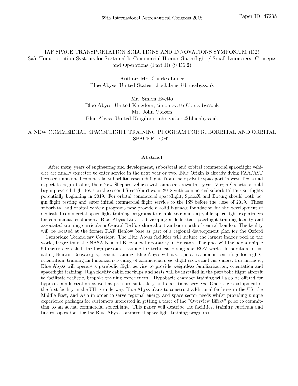 Safe Transportation Systems for Sustainable Commercial Human Spaceﬂight / Small Launchers: Concepts and Operations (Part II) (9-D6.2)