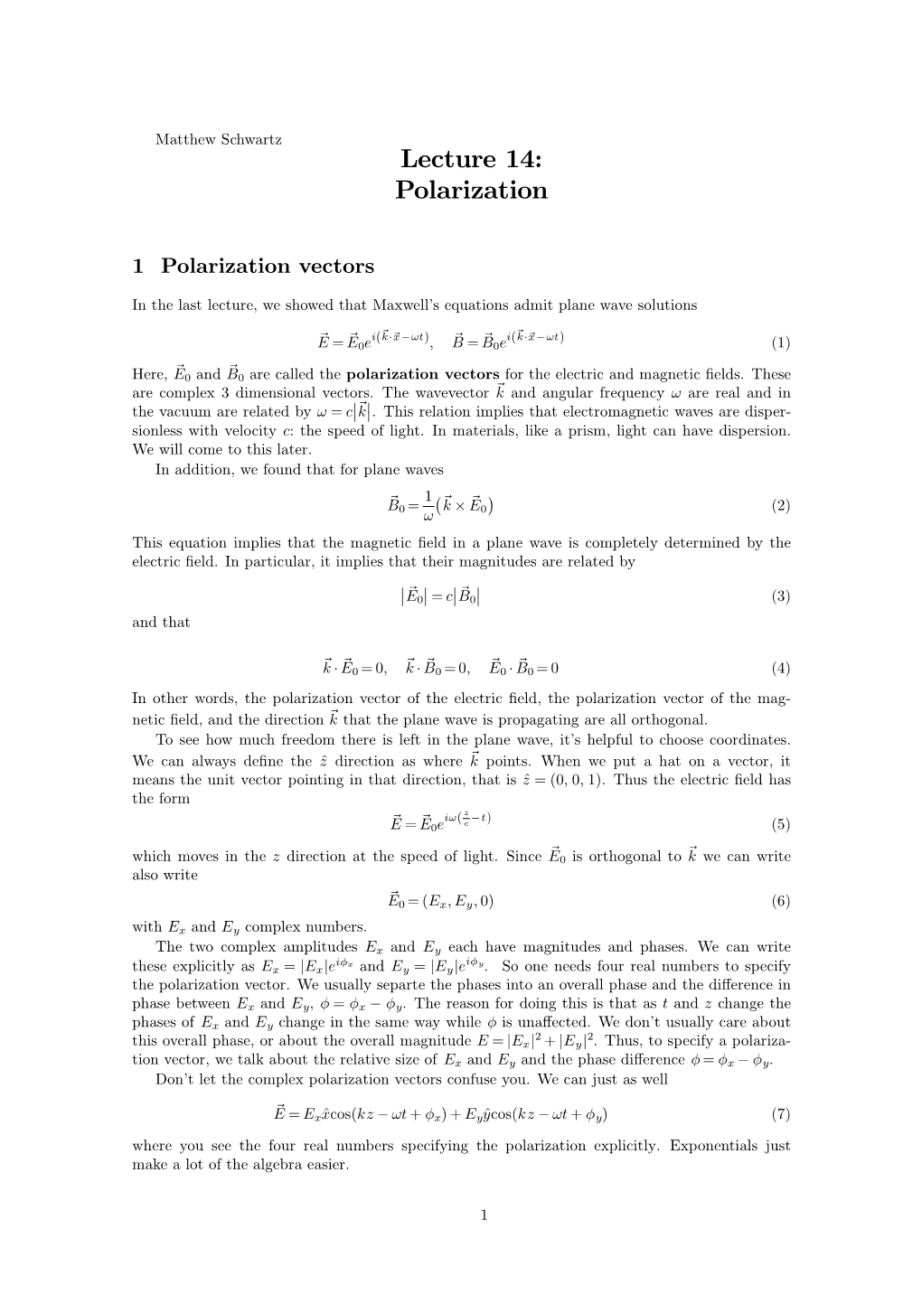 Lecture 14: Polarization