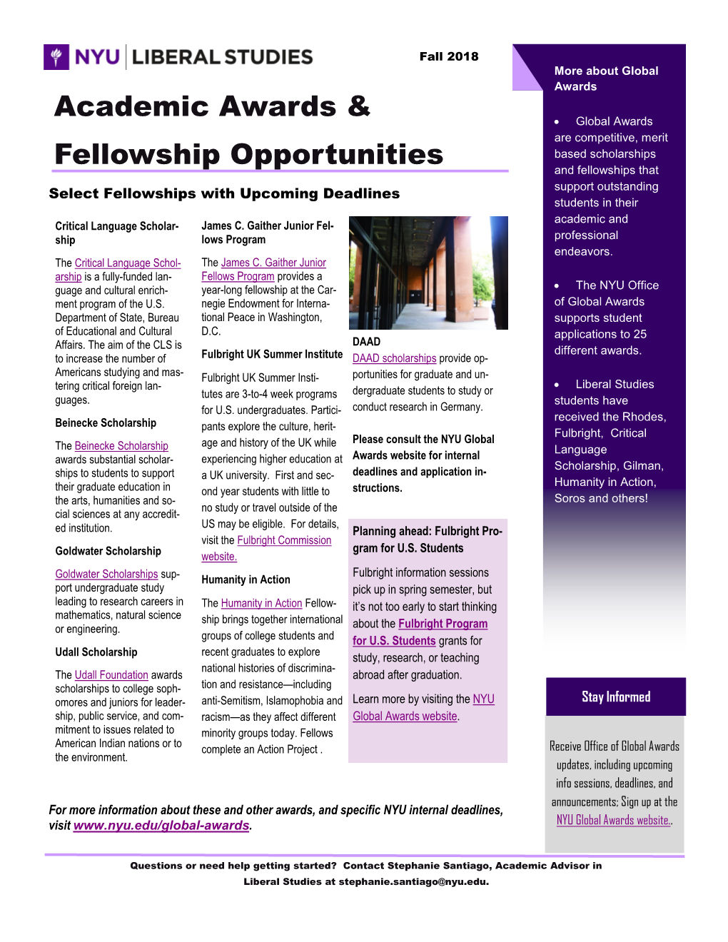 Academic Awards & Fellowship Opportunities