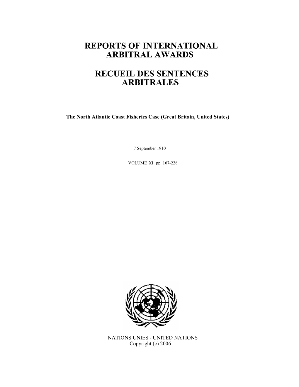 The North Atlantic Coast Fisheries Case (Great Britain, United States)