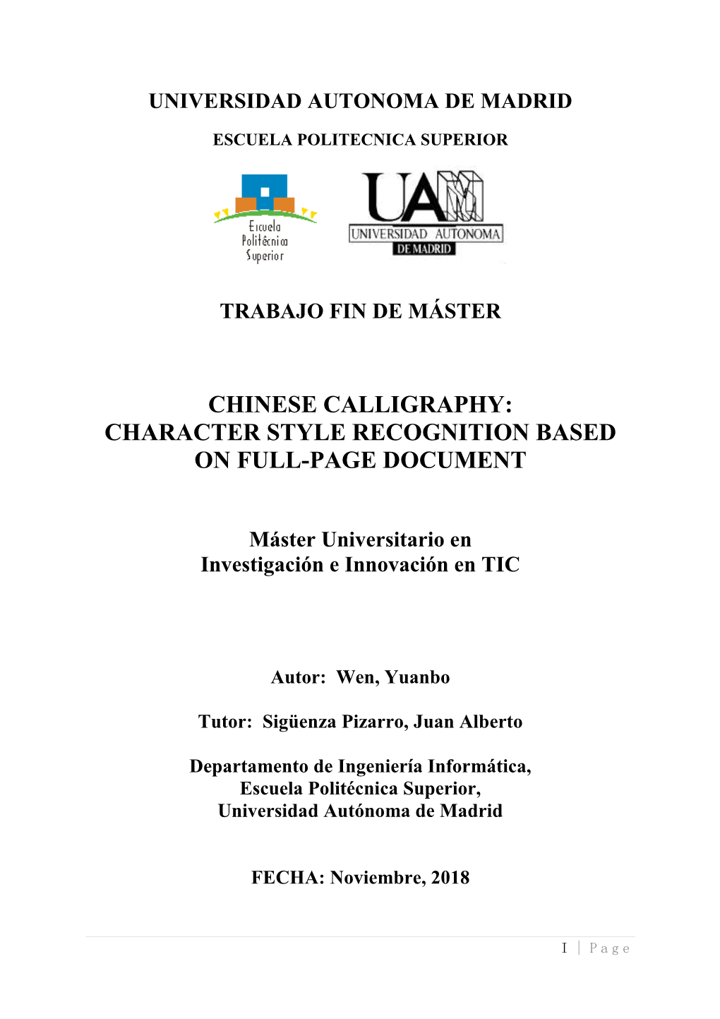 Chinese Calligraphy: Character Style Recognition Based on Full-Page Document