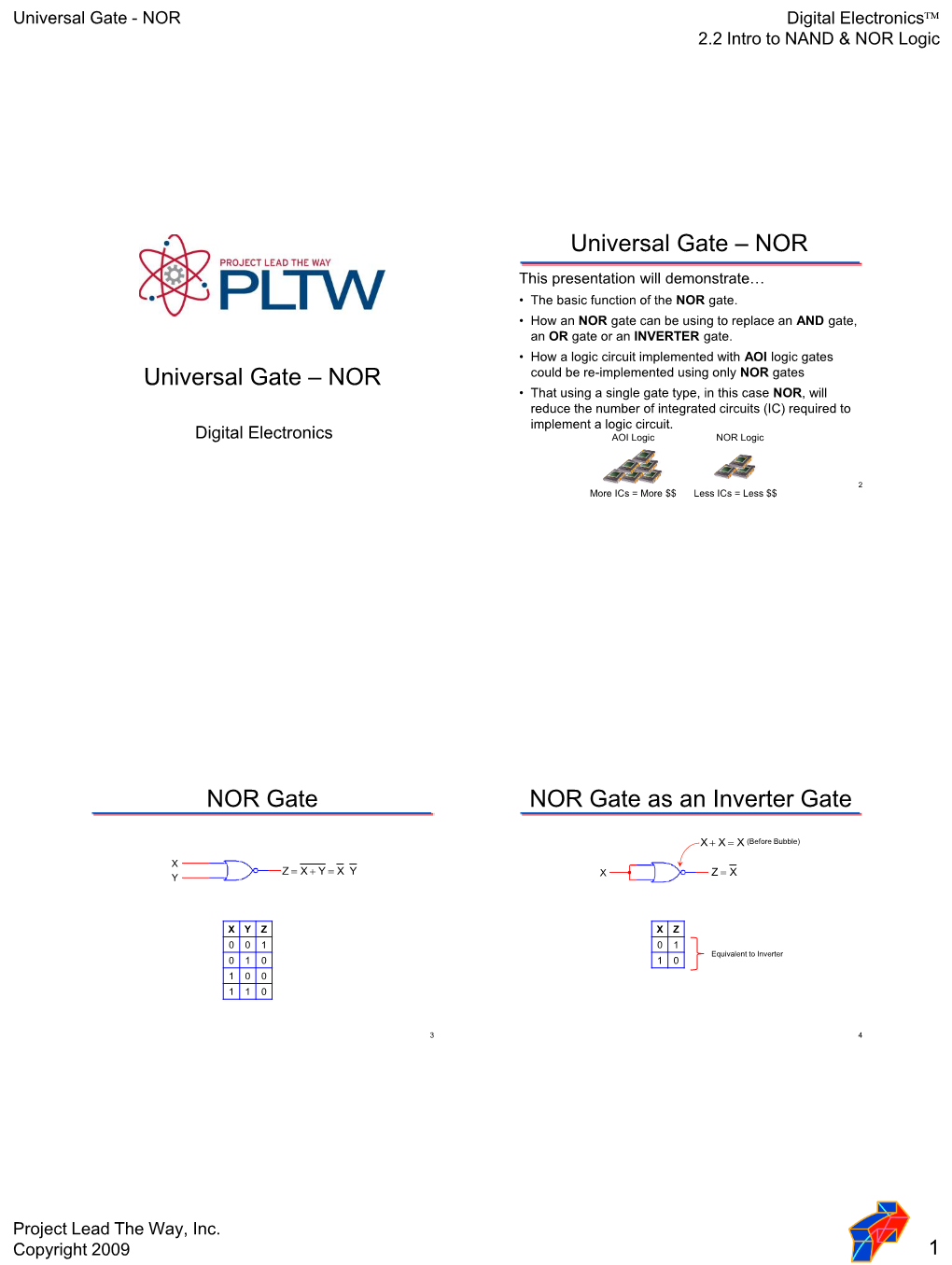 Universal Gate - NOR Digital Electronics 2.2 Intro to NAND & NOR Logic