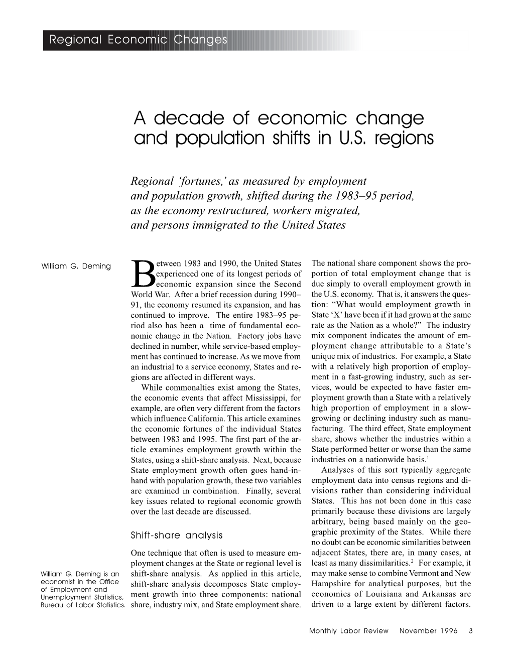 A Decade of Economic Change and Population Shifts in U.S. Regions