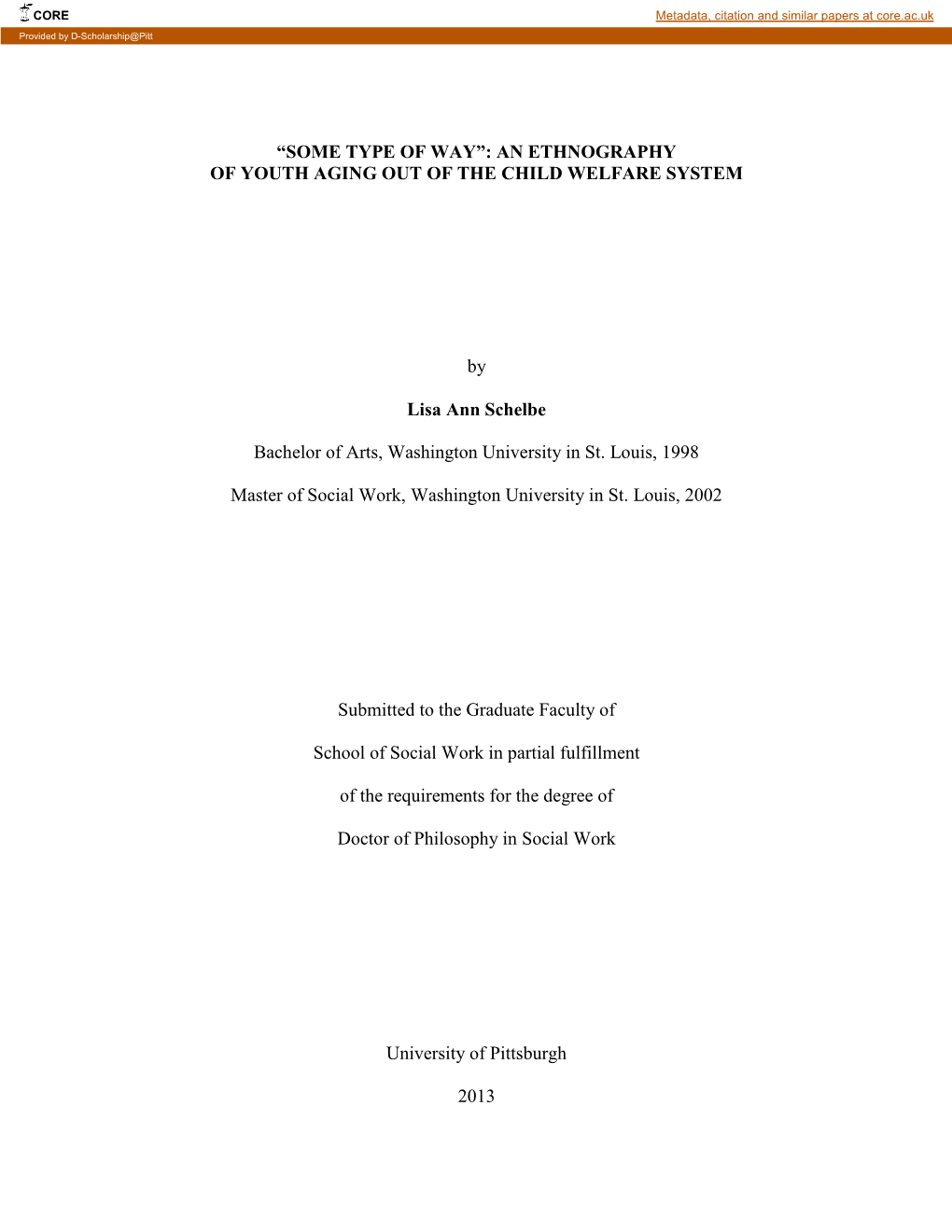 An Ethnography of Youth Aging out of the Child Welfare System