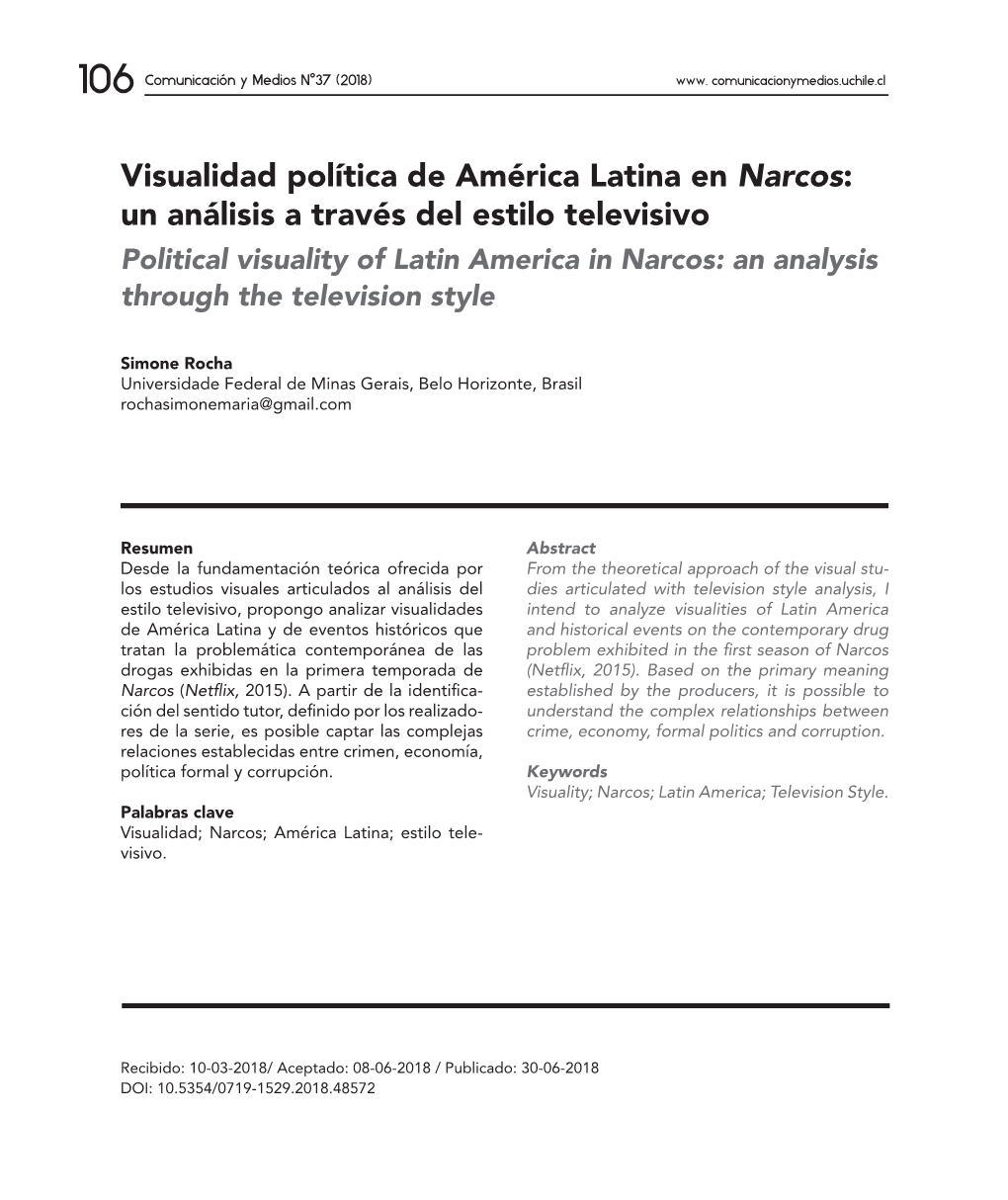 Visualidad Política De América Latina En Narcos: Un Análisis a Través Del Estilo Televisivo