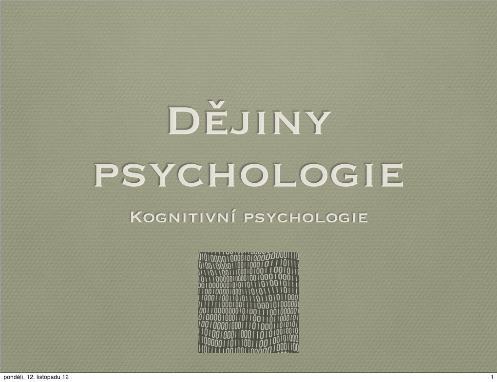 Kognitivní Psychologie