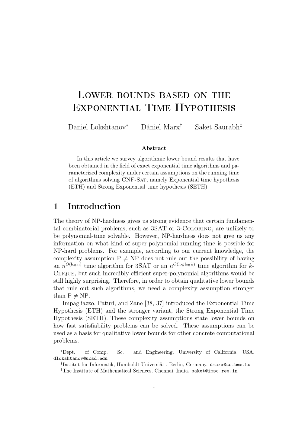 Lower Bounds Based on the Exponential Time Hypothesis