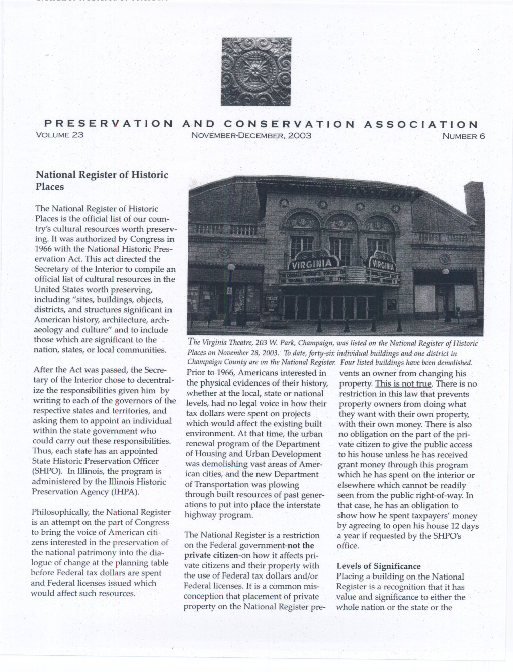 Vol 23 No 6 National Register of Historic Places