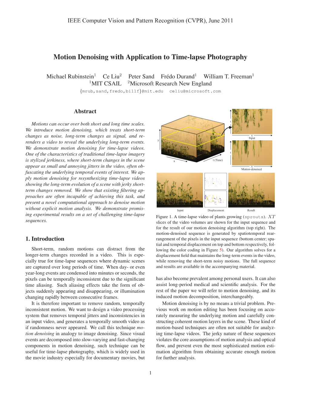 Motion Denoising with Application to Time-Lapse Photography