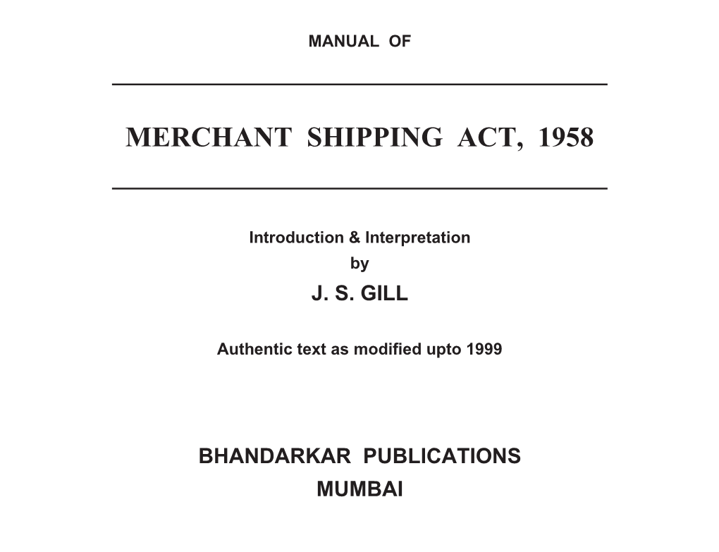 Merchant Shipping Act, 1958