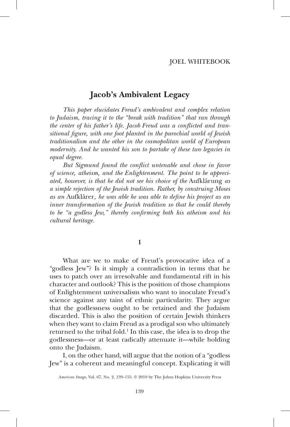 Jacob's Ambivalent Legacy