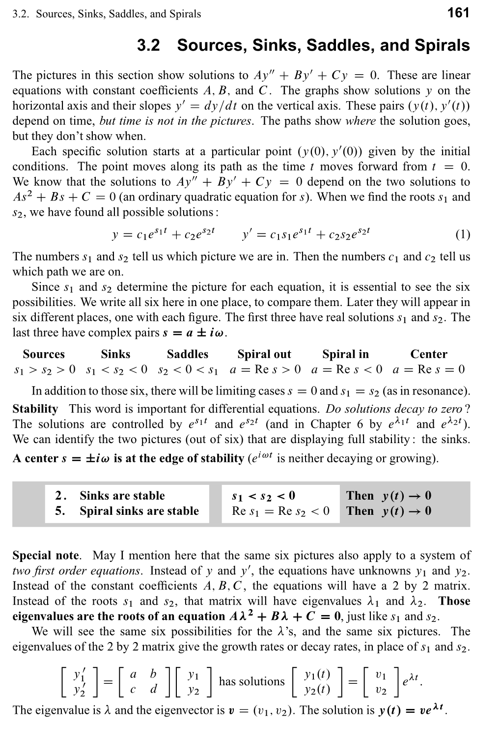 3.2 Sources, Sinks, Saddles, and Spirals