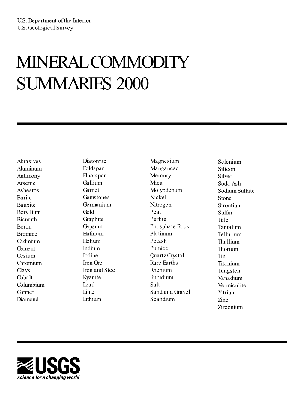 Mineral Commodity Summaries 2000