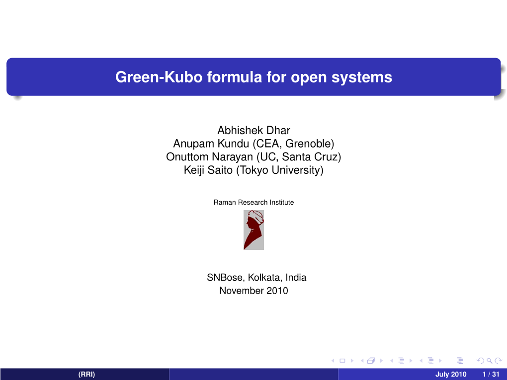 Green-Kubo Formula for Open Systems