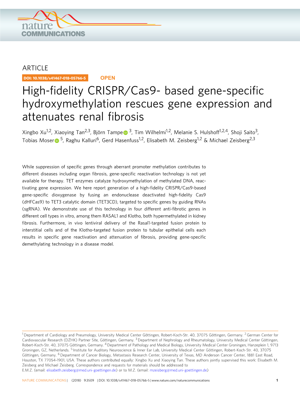 High-Fidelity CRISPR/Cas9