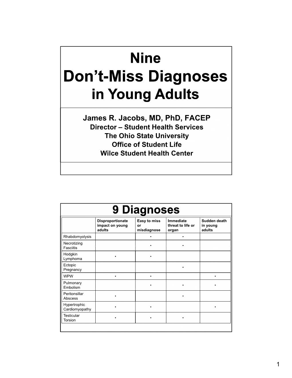Don't-Miss Diagnoses