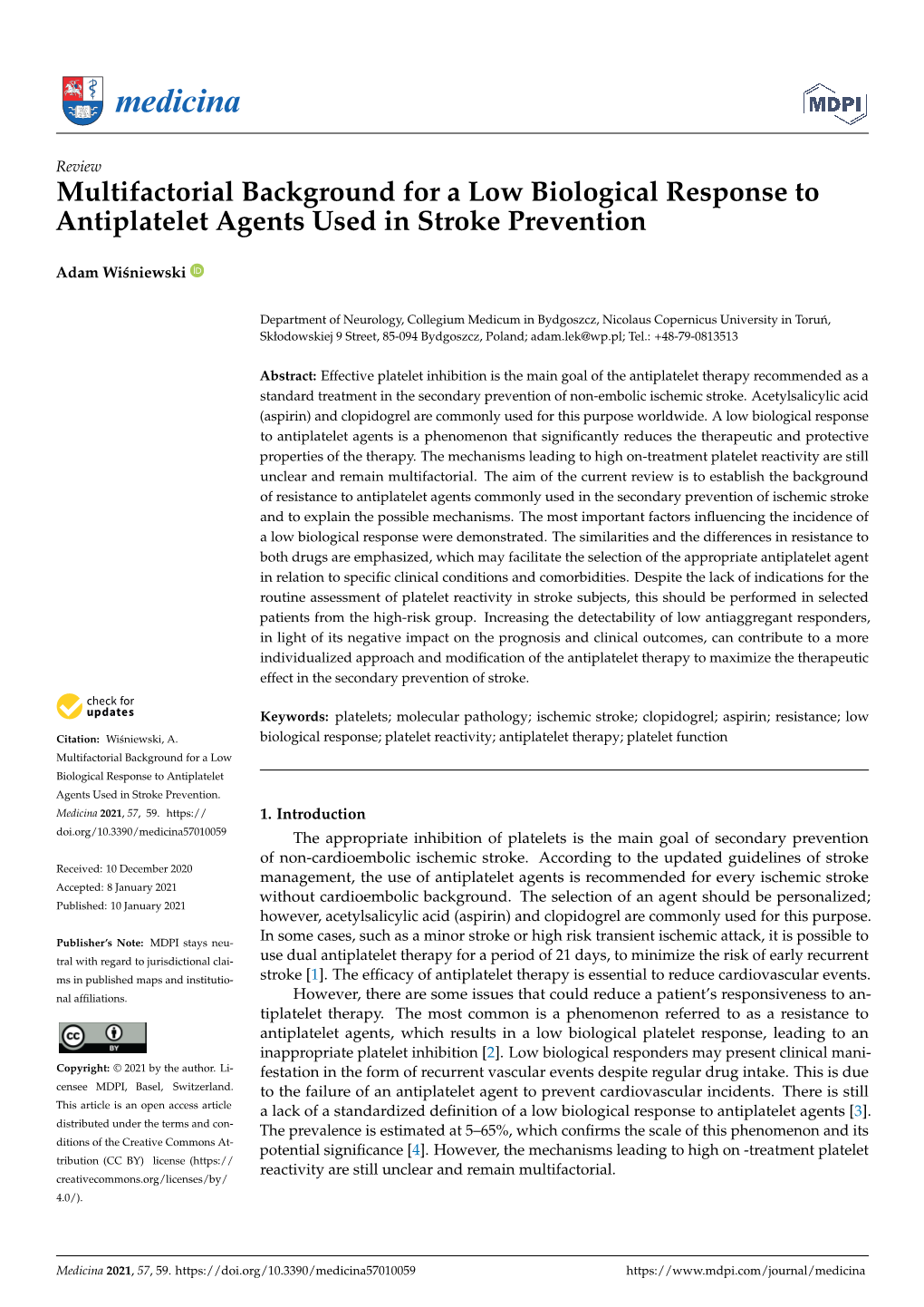 Multifactorial Background for a Low Biological Response to Antiplatelet Agents Used in Stroke Prevention