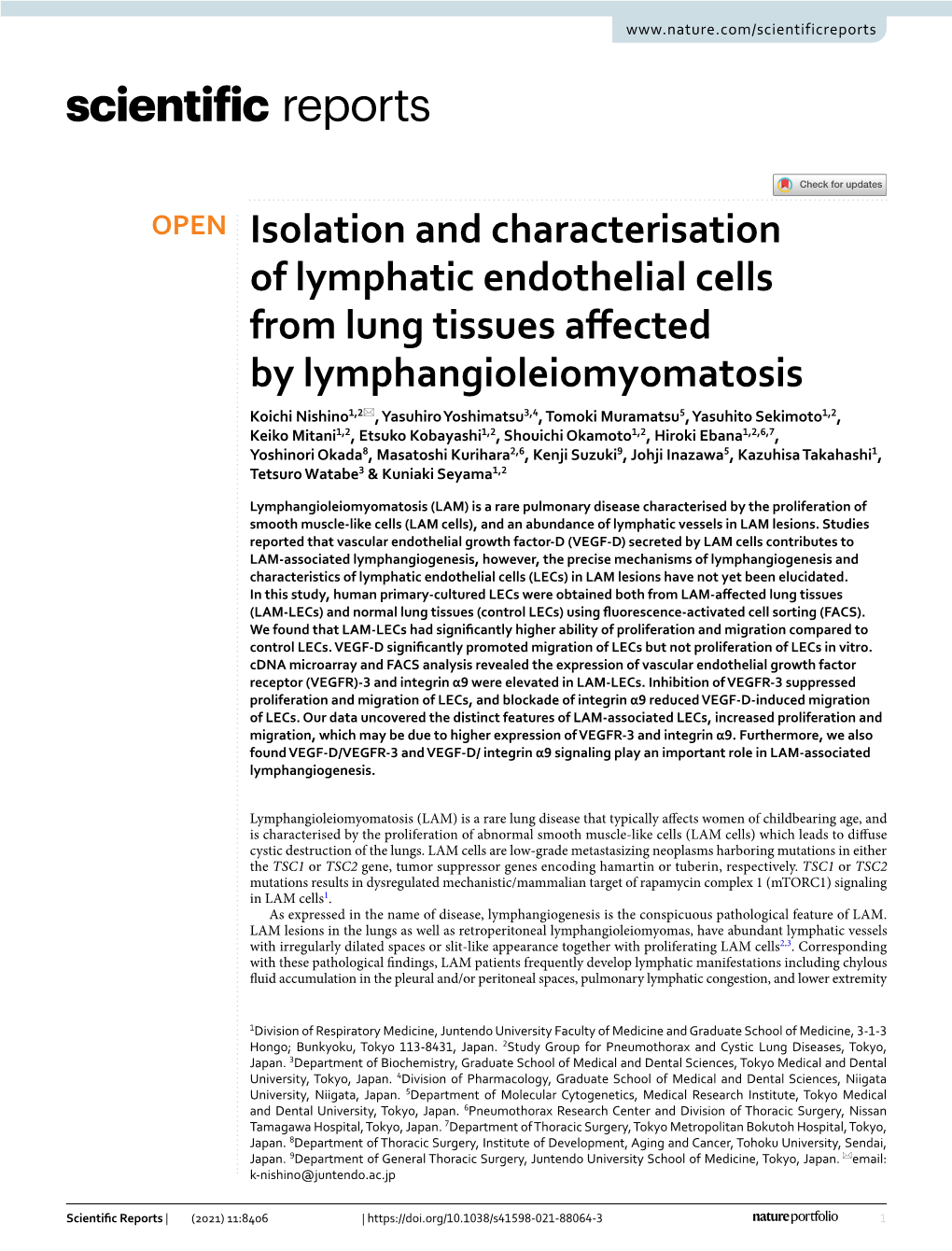 Isolation and Characterisation of Lymphatic Endothelial Cells From