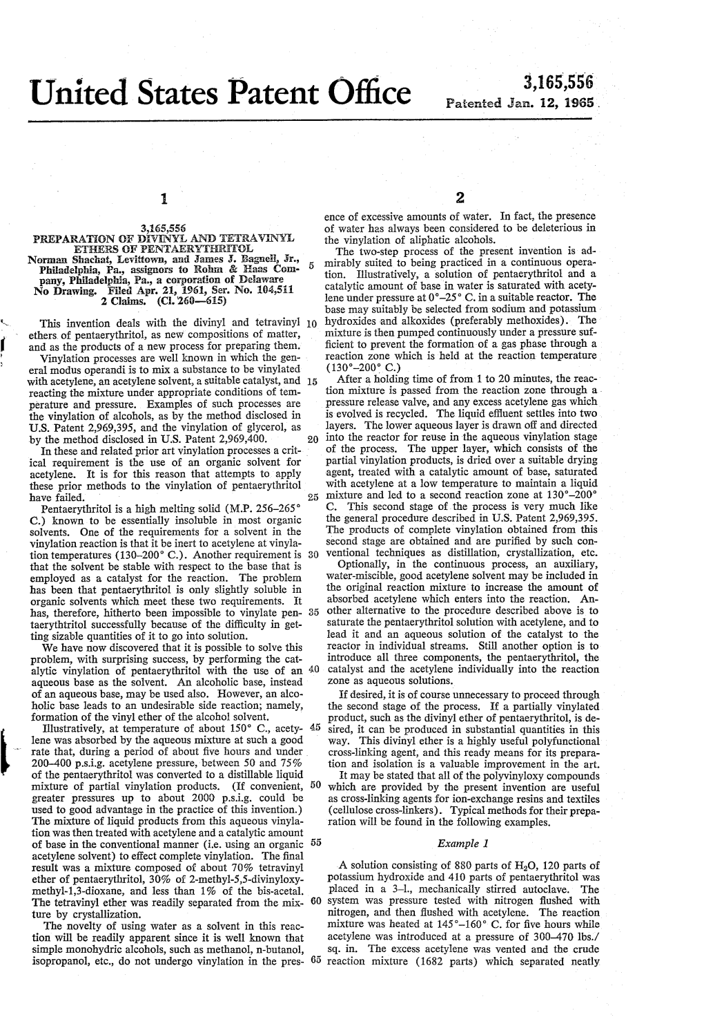 United States Patent Office Patiented Jan