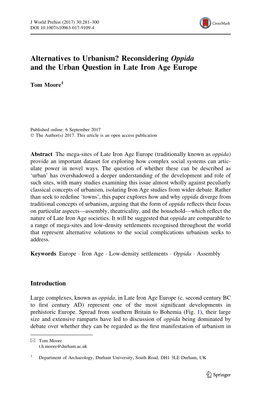 Reconsidering Oppida and the Urban Question in Late Iron Age Europe