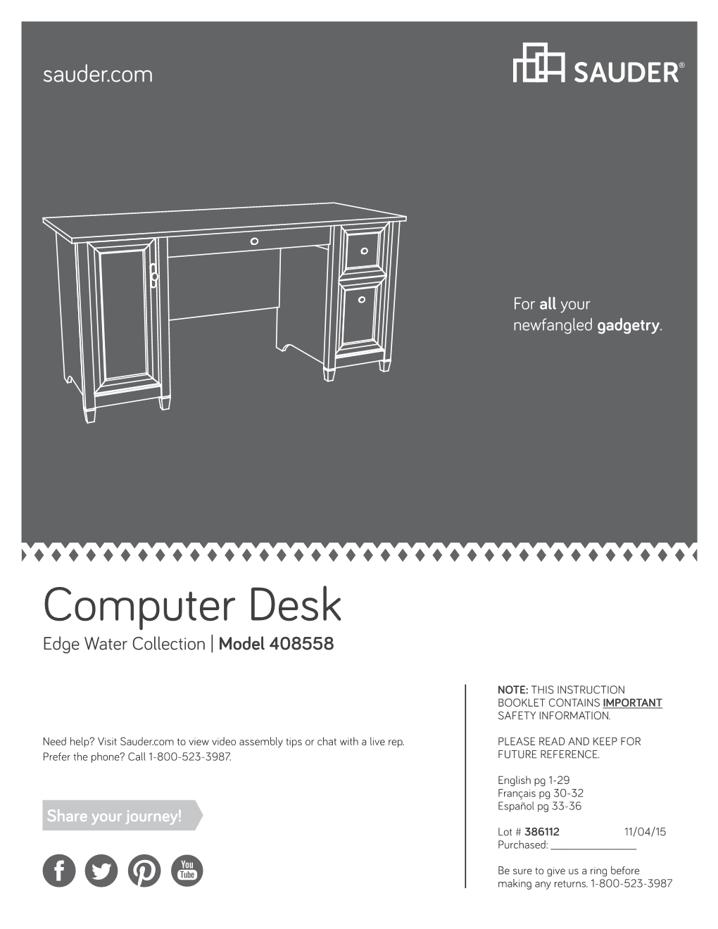 Computer Desk Edge Water Collection | Model 408558