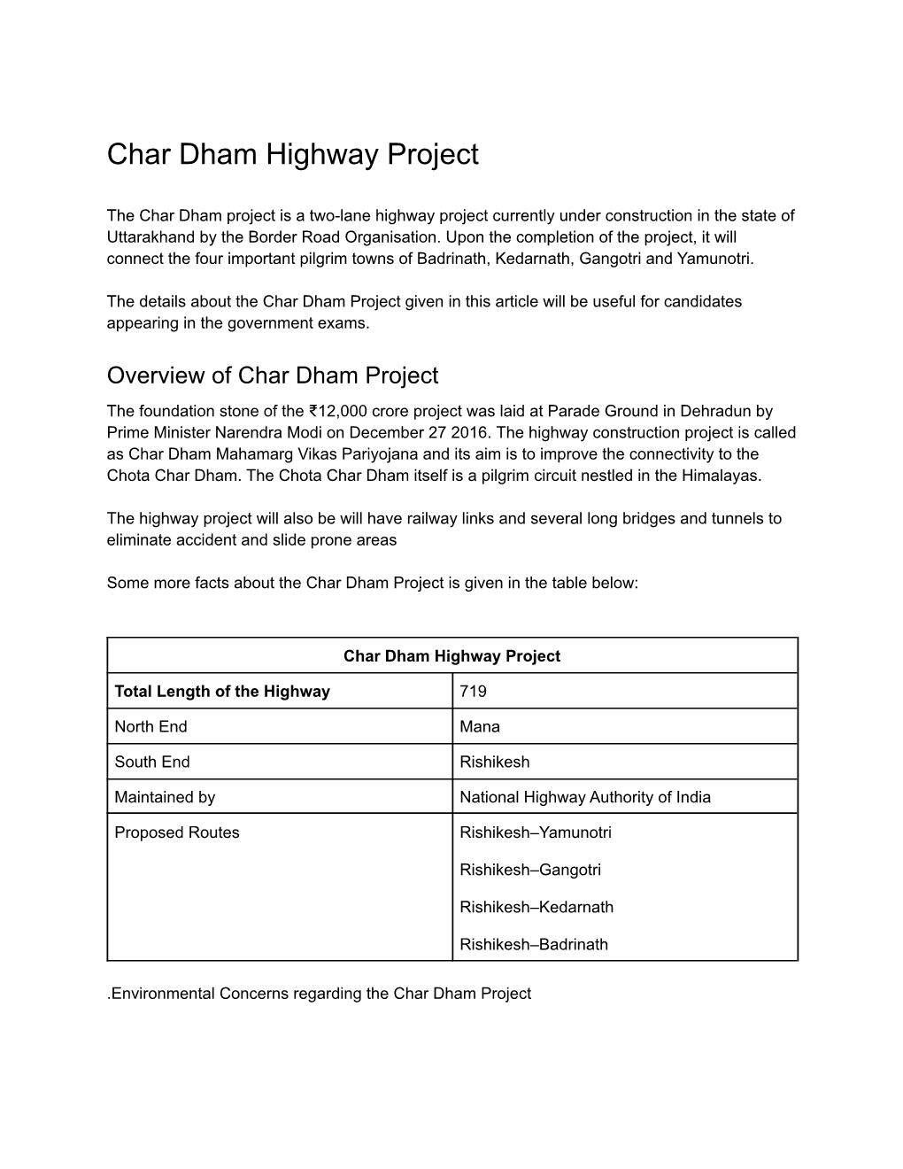 Char Dham Project Is a Two-Lane Highway Project Currently Under Construction in the State of Uttarakhand by the Border Road Organisation