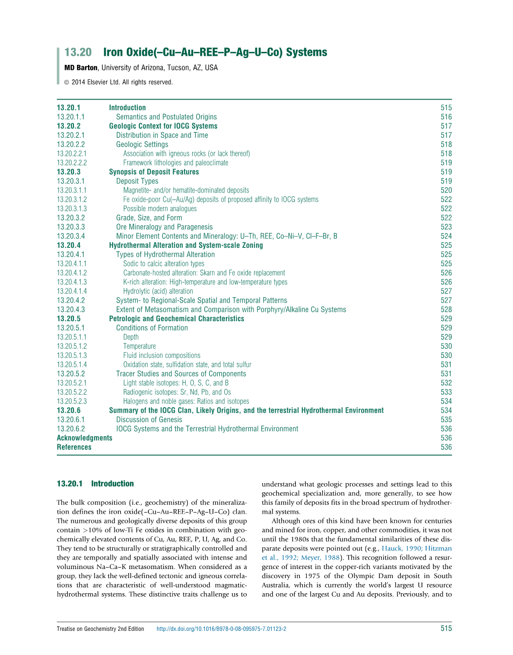 Iron Oxide(-Cu-Au-REE-P-Ag-U-Co) Systems