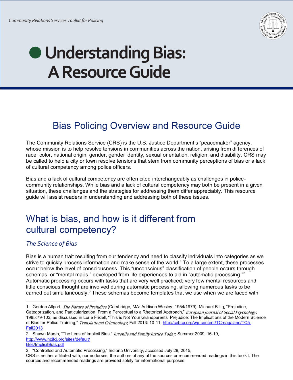 •Understanding Bias: a Resource Guide