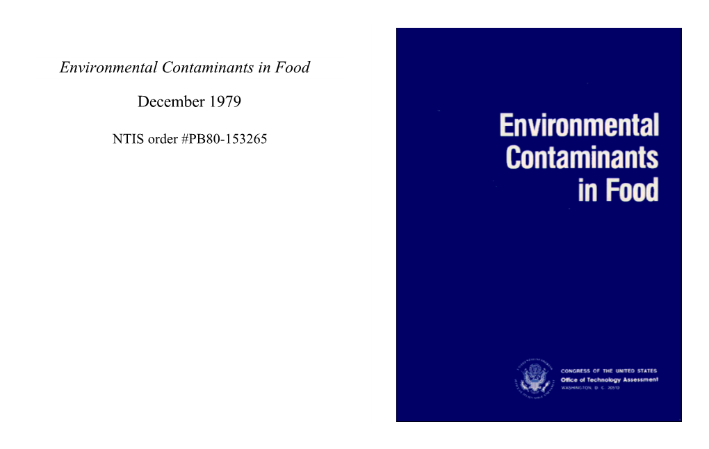 Environmental Contaminants in Food