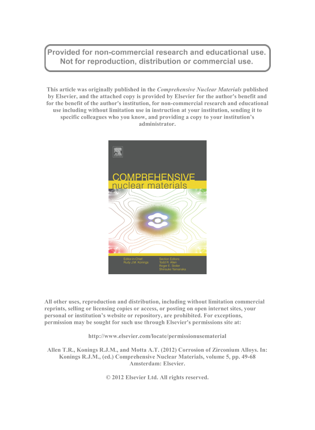 5.03 Corrosion of Zirconium Alloys