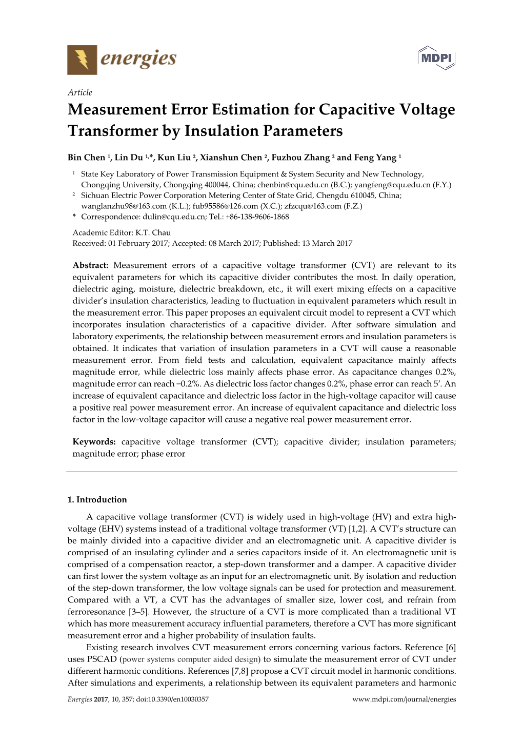 Measurement Error Estimation for Capacitive Voltage Transformer by Insulation Parameters