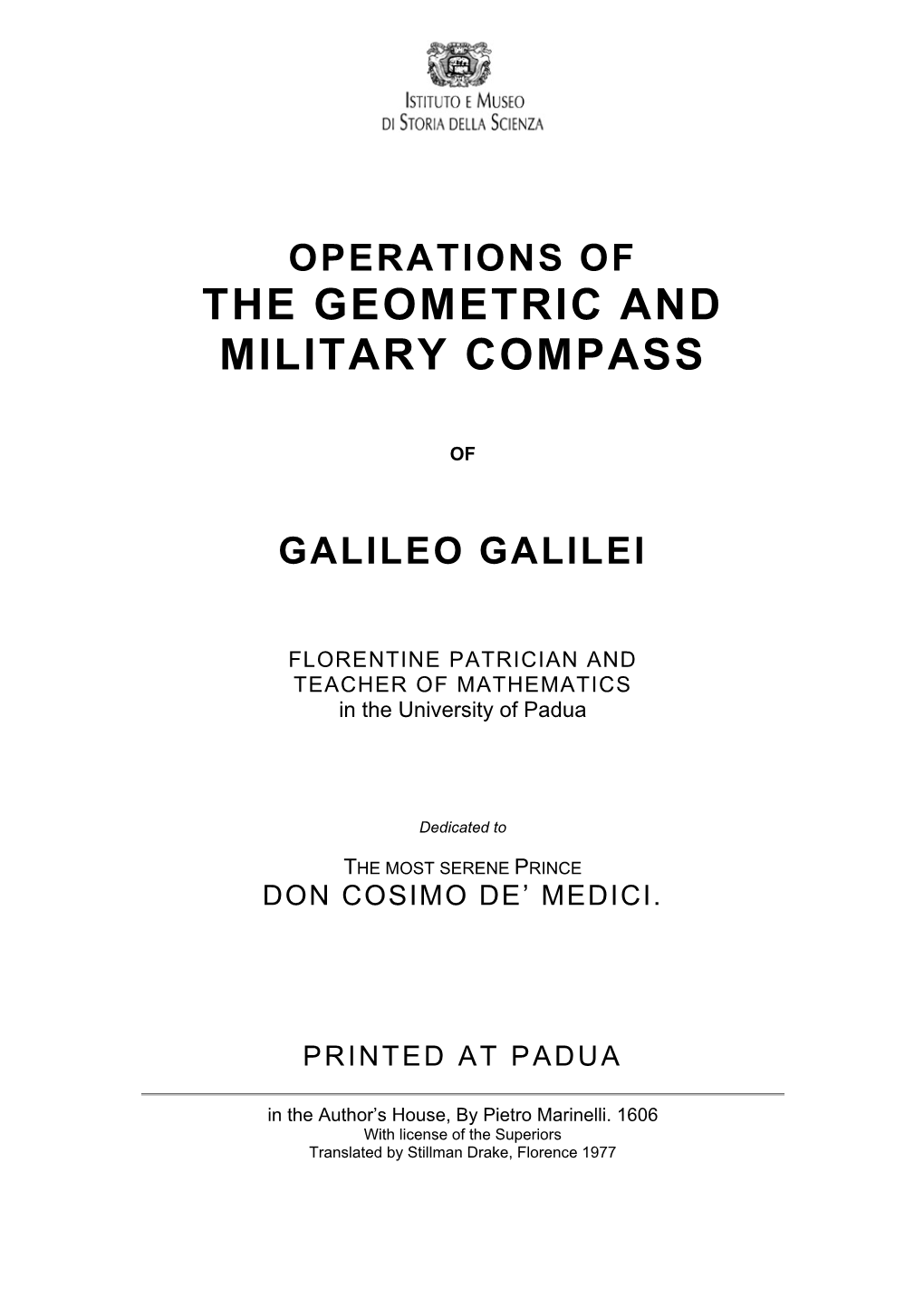 Operations of the Geometric and Military Compass