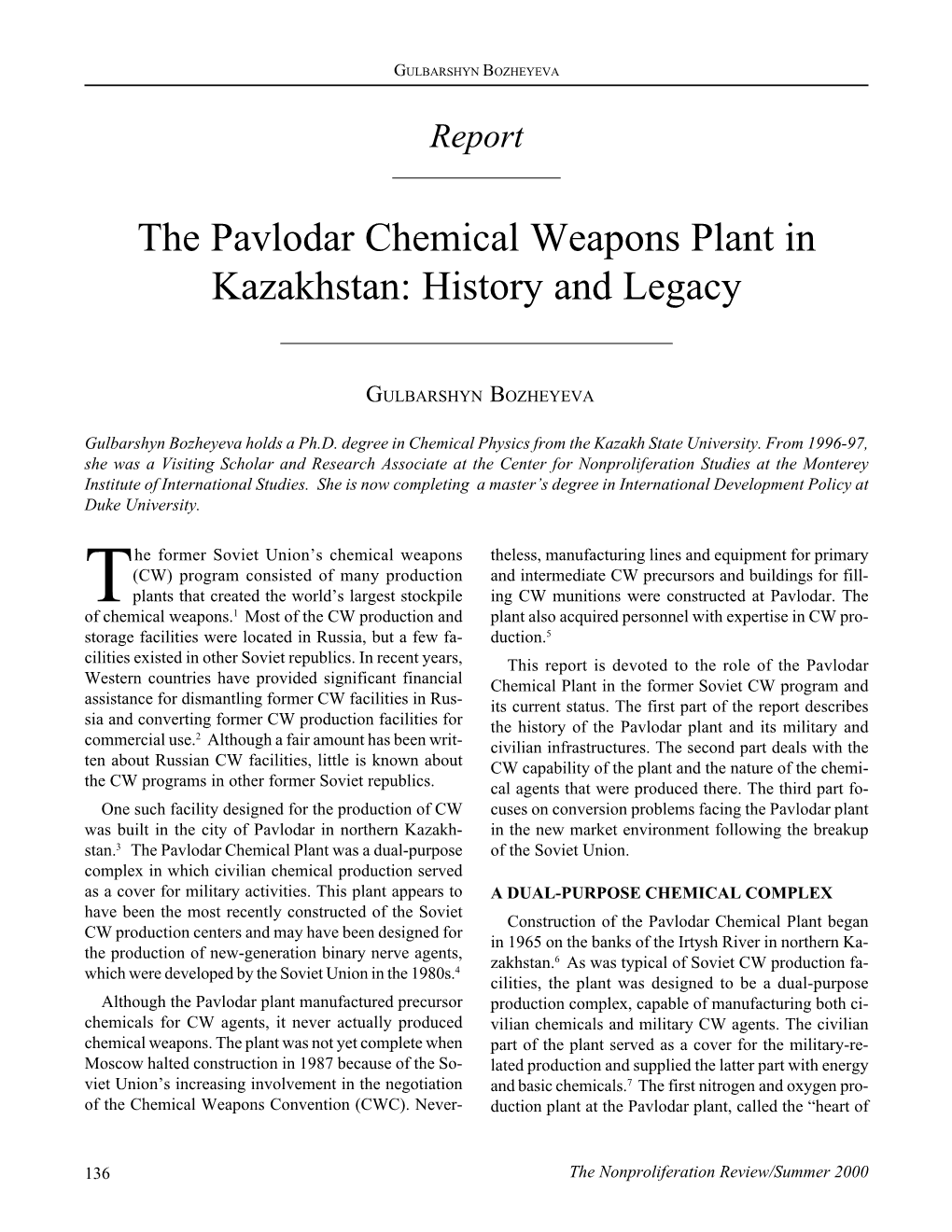 NPR72: the Pavlodar Chemical Weapons Plant in Kazakhstan