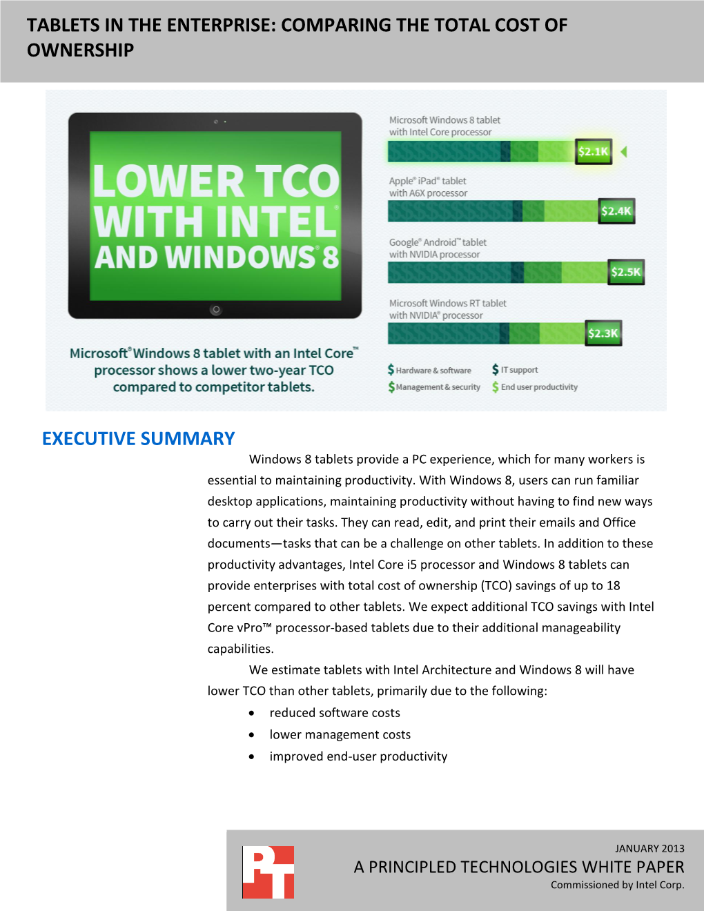 Tablets in the Enterprise: Comparing the Total Cost of Ownership