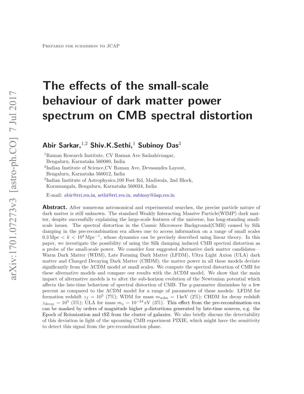 The Effects of the Small-Scale Behaviour of Dark Matter Power Spectrum on CMB Spectral Distortion