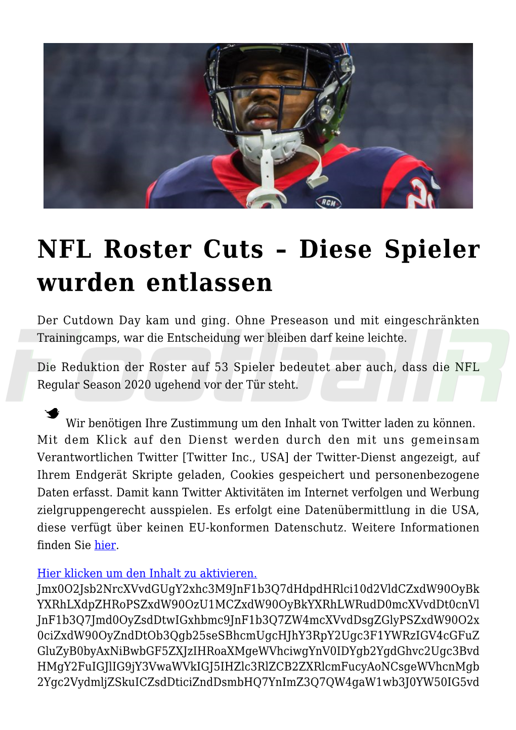 NFL Roster Cuts – Diese Spieler Wurden Entlassen