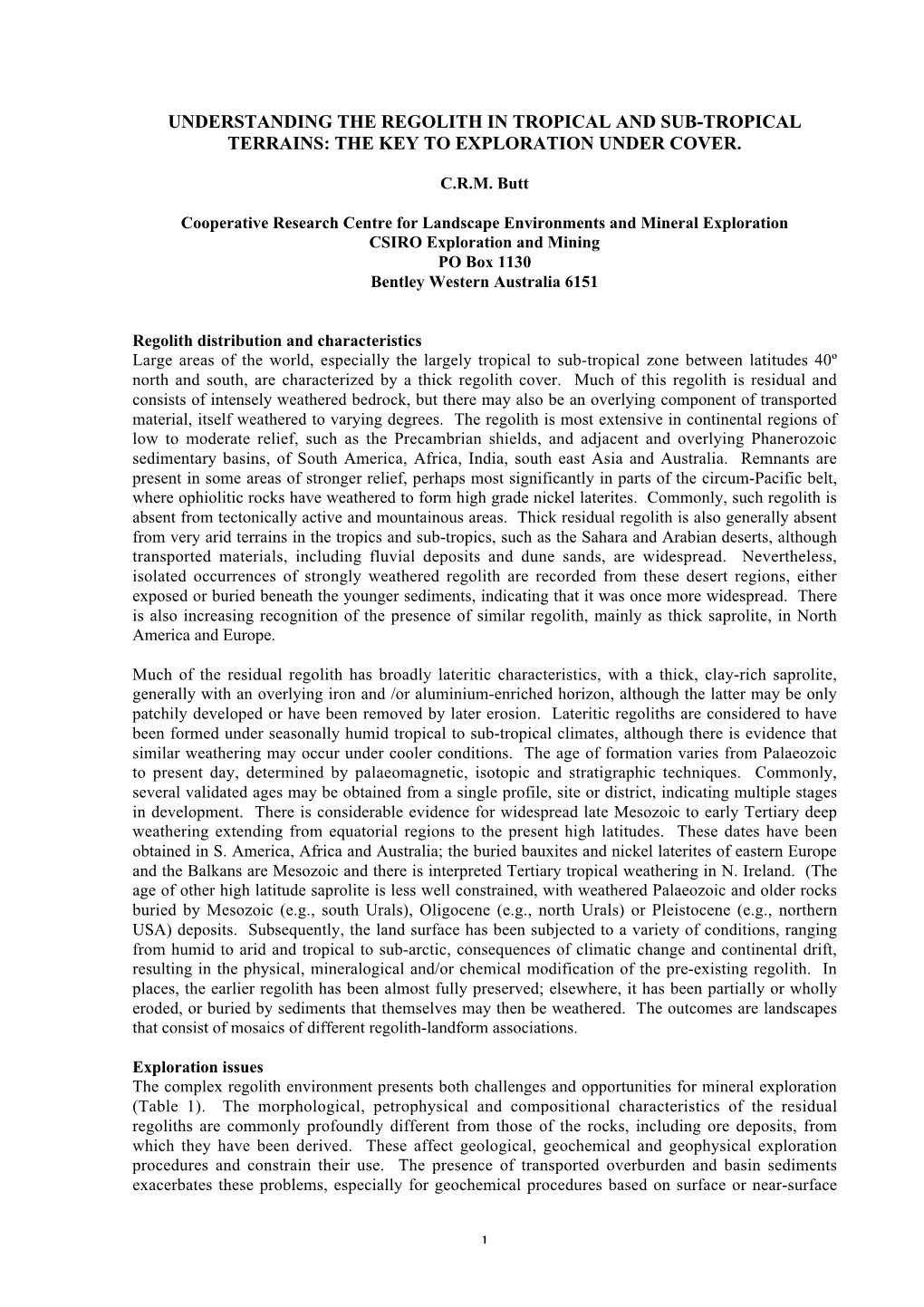 1 Understanding the Regolith in Tropical and Sub