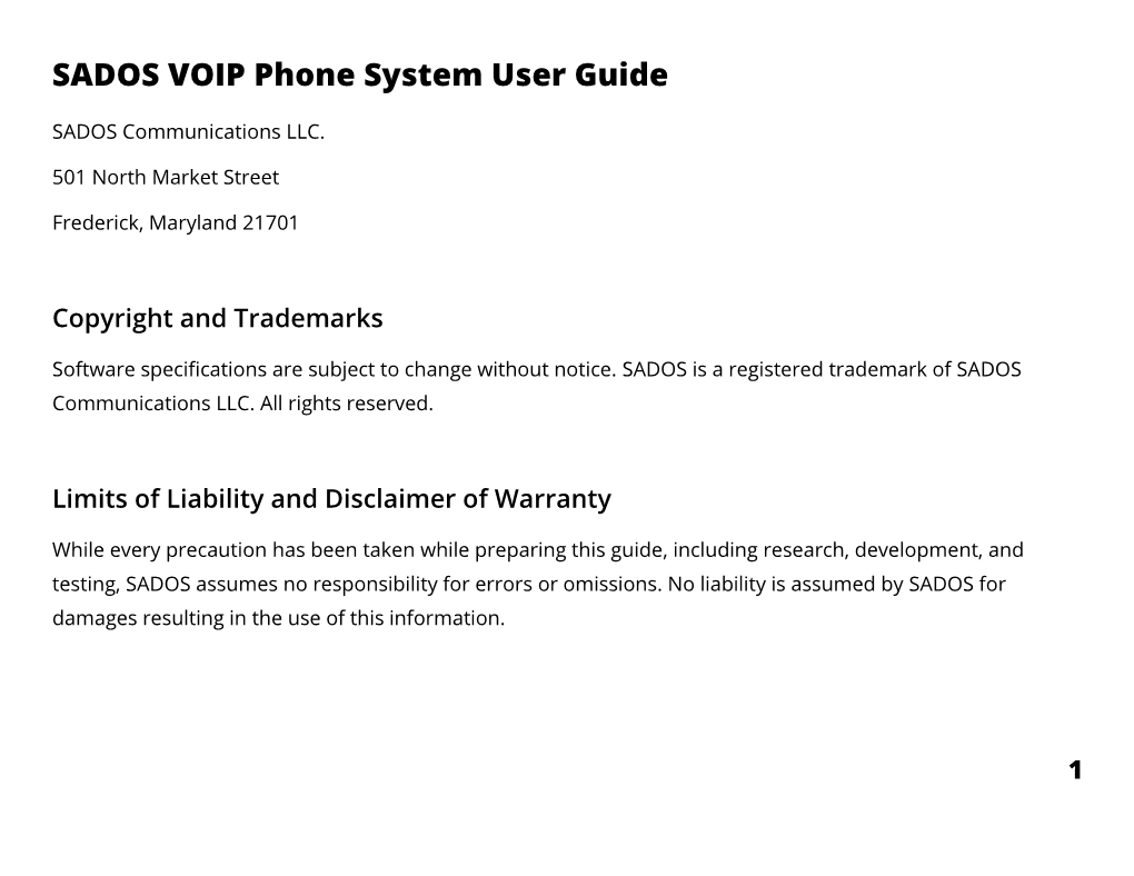 SADOS VOIP Phone System User Guide