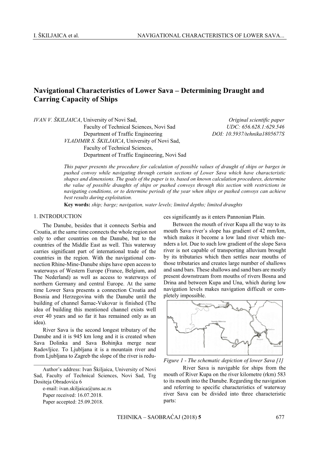 Navigational Characteristics of Lower Sava – Determining Draught and Carring Capacity of Ships