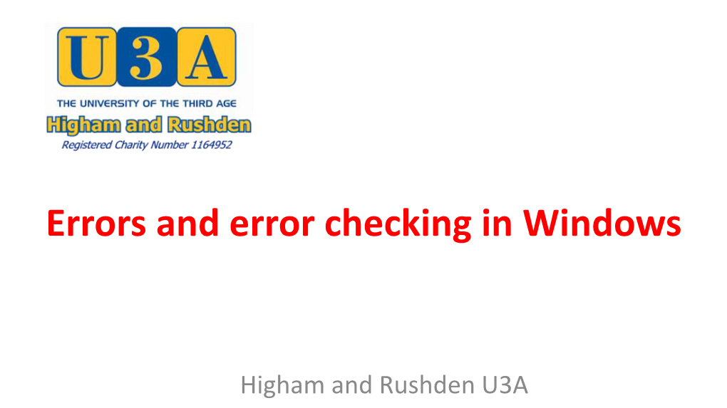 Errors and Error Checking in Windows