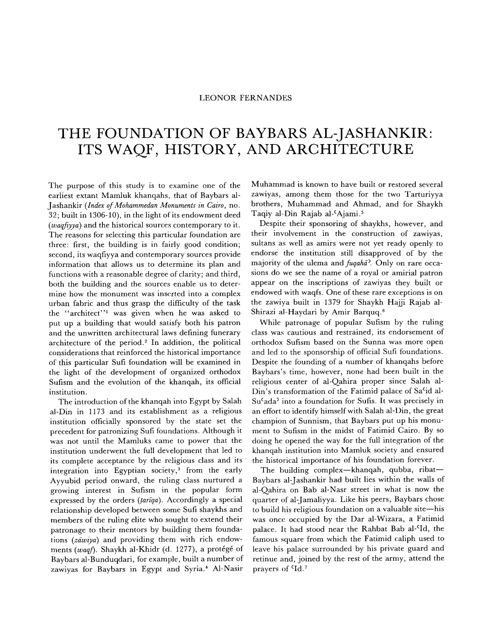 The Foundation of Ba Ybars Al-Jashankir: Its Waqf, History, and Architecture