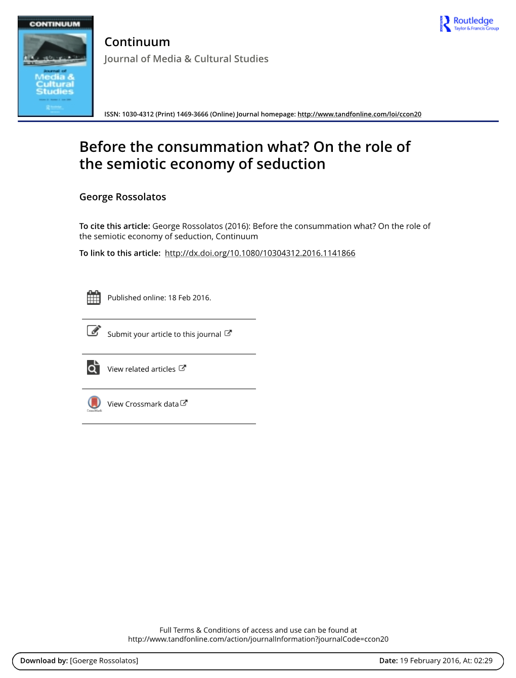 Before the Consummation What? on the Role of the Semiotic Economy of Seduction