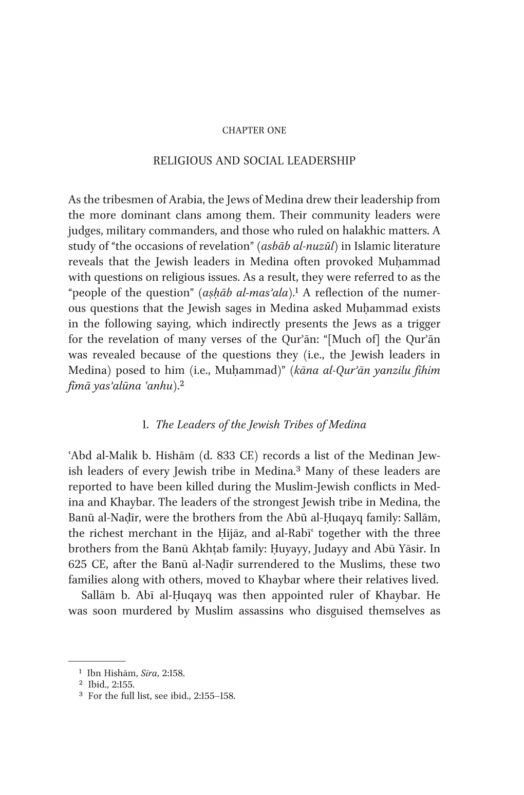 Religious and Social Leadership As the Tribesmen of Arabia, the Jews Of