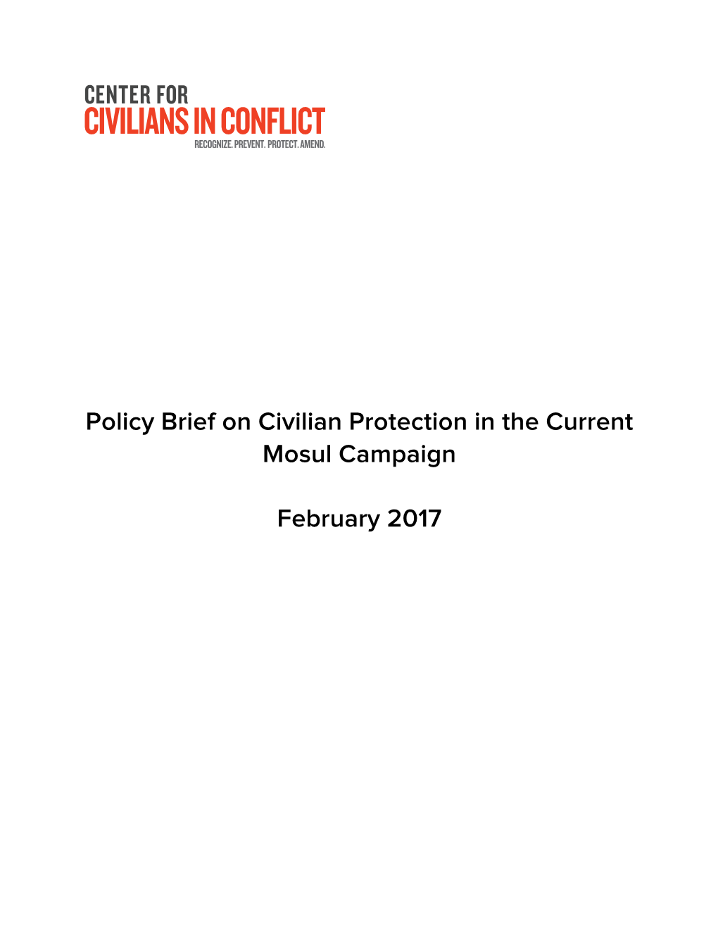 Policy Brief on Civilian Protection in the Current Mosul Campaign