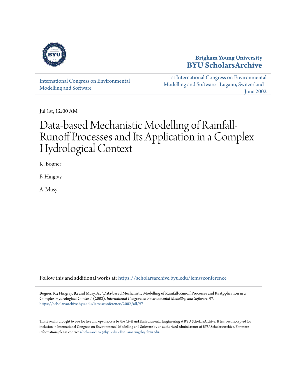 Data-Based Mechanistic Modelling of Rainfall-Runoff Processes and Its Application in a Complex Hydrological