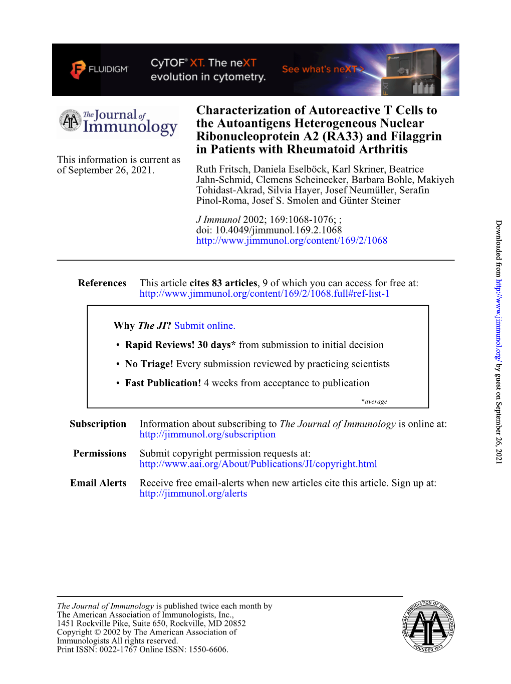 In Patients with Rheumatoid Arthritis This Information Is Current As of September 26, 2021