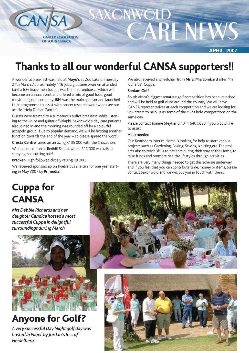 Thanks to All Our Wonderful CANSA Supporters!!