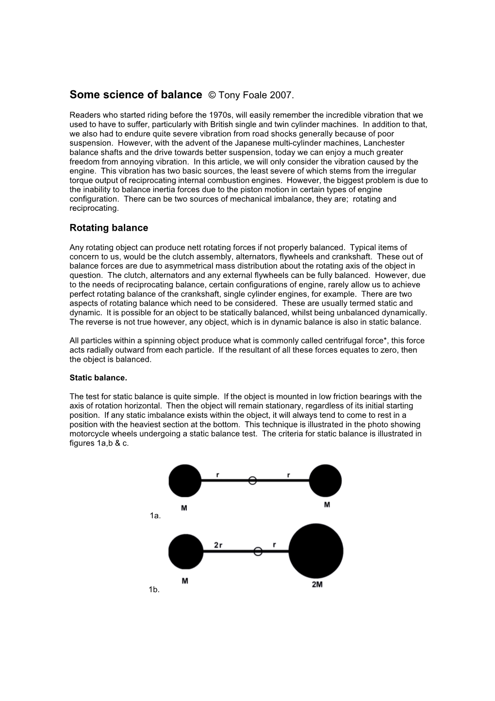 Some Science of Balance © Tony Foale 2007