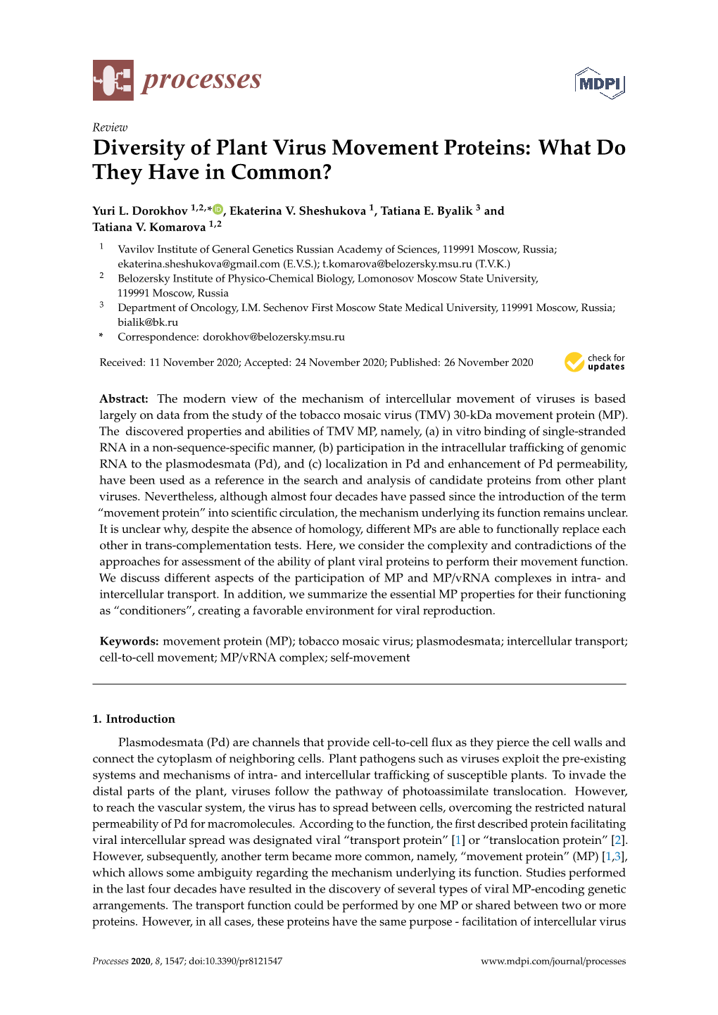 Diversity of Plant Virus Movement Proteins: What Do They Have in Common?